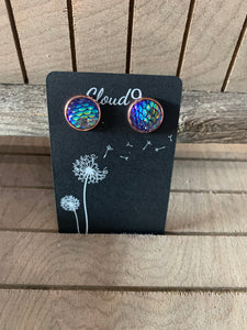 Round Mermaid Stud Earrings
