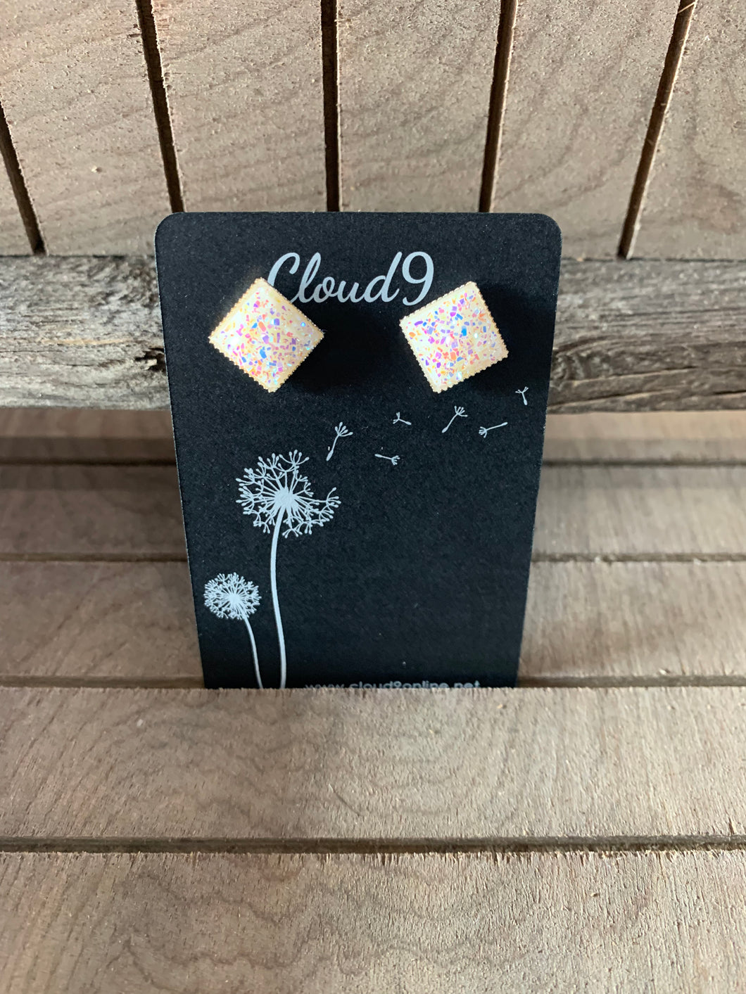 Square Druzy Stud Earrings