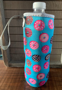 Water bottle cooler with strap