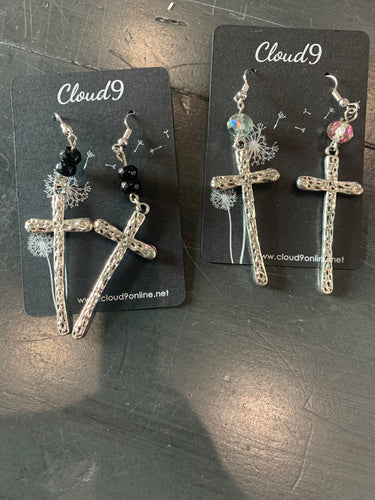 Hammered Cross Earrings