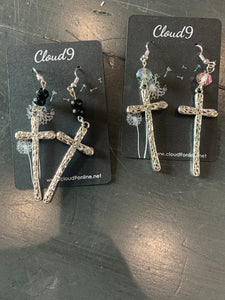 Hammered Cross Earrings