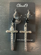 Load image into Gallery viewer, Hammered Cross Earrings