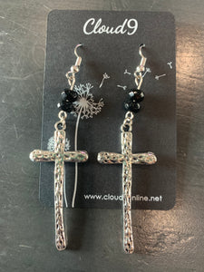 Hammered Cross Earrings