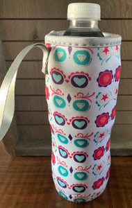 Water bottle cooler with strap