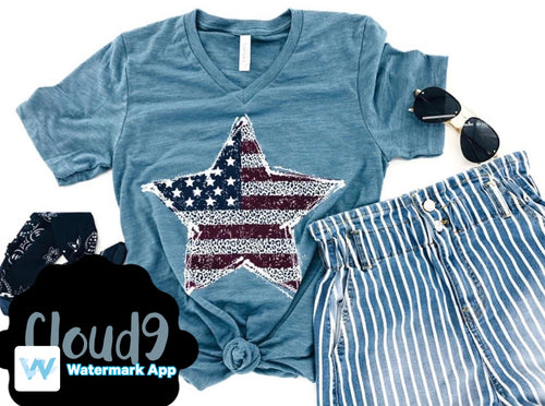 Leopard Patriotic Star T-shirt