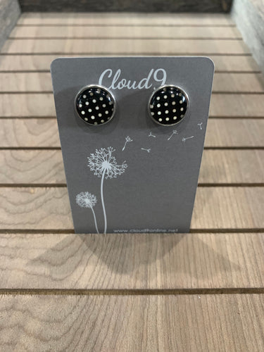 Black and White Polka Dot Earrings