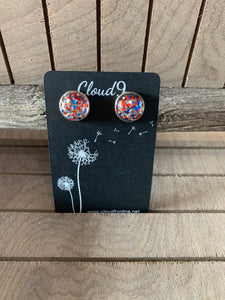 Red, White and Blue Confetti stud Earring