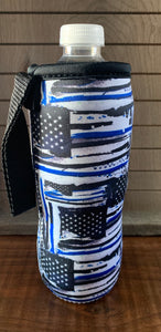 Water bottle cooler with strap