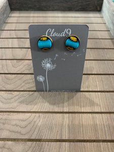 Blue Gold glitter Earrings