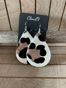 Camo Leopard Large teardrop Earring
