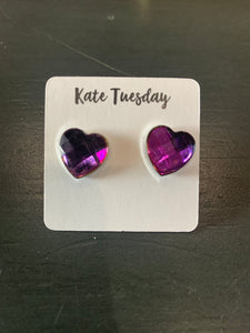 Multi Faceted Heart Earrings