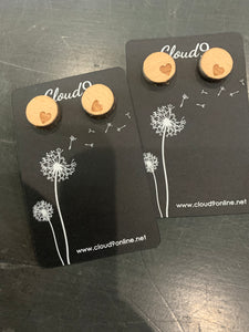 Wood heart Earrings