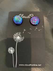 Black and Purple Mermaid Earrings