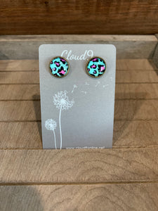 Pink and Turquoise cheetah earrings