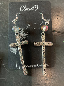 Hammered Cross Earrings