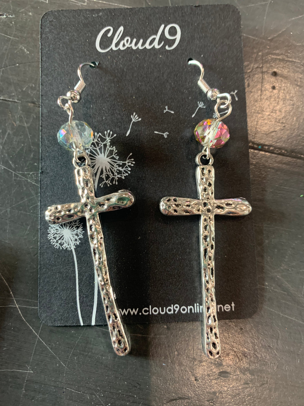 Hammered Cross Earrings