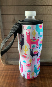 Water bottle cooler with strap