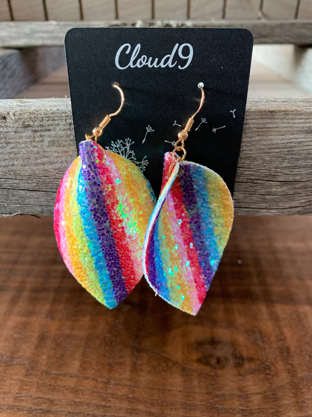 Ombre teardrop thin striped glitter folded Earrings