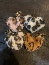 Load image into Gallery viewer, Leopard Heart Fur Keychains