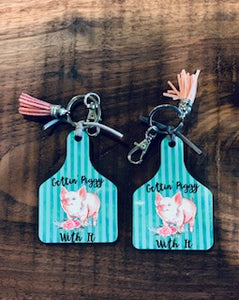 Cow Tag Keychains