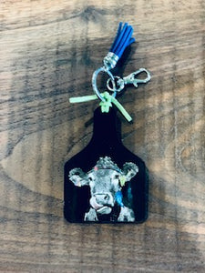 Cow Tag Keychains