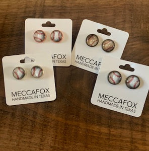 Mecca Fox Vintage  Baseball Earrings