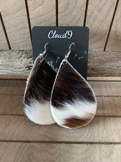Grey, White Black Hair large teardrop Earring
