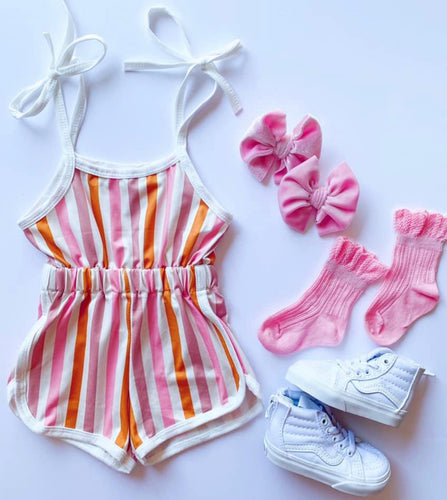 Pink Stripe Romper