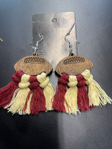 Football macrame earrings