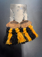 Load image into Gallery viewer, Football macrame earrings