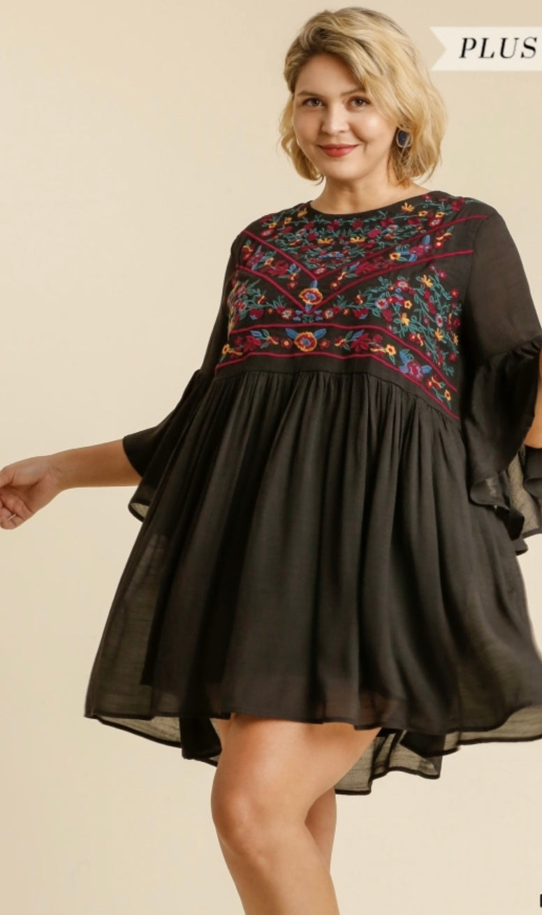 Umgee Embroidery Dress  Twisted Tees Boutique