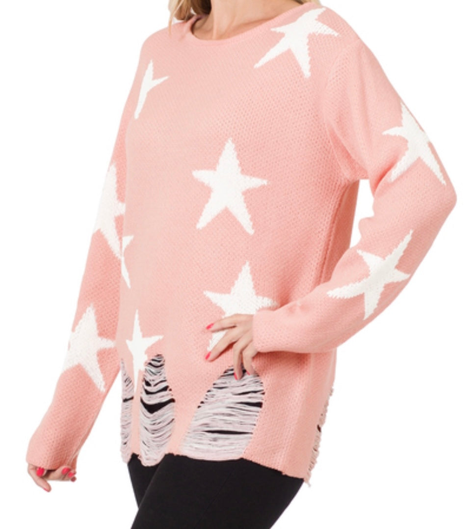 Distressed Star Sweater