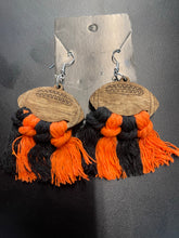 Load image into Gallery viewer, Football macrame earrings