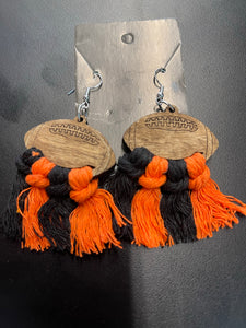 Football macrame earrings