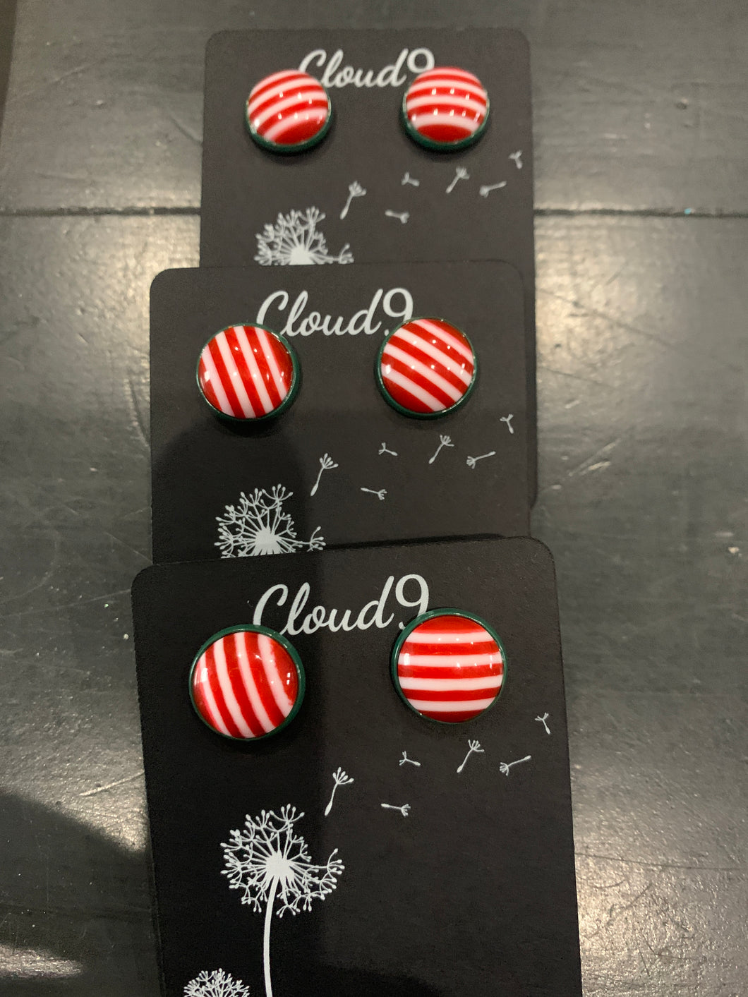 Red and White striped Christmas Earrings