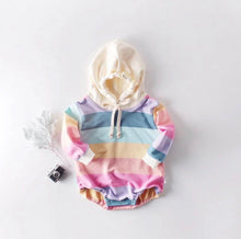 Load image into Gallery viewer, Striped hooded Onesie